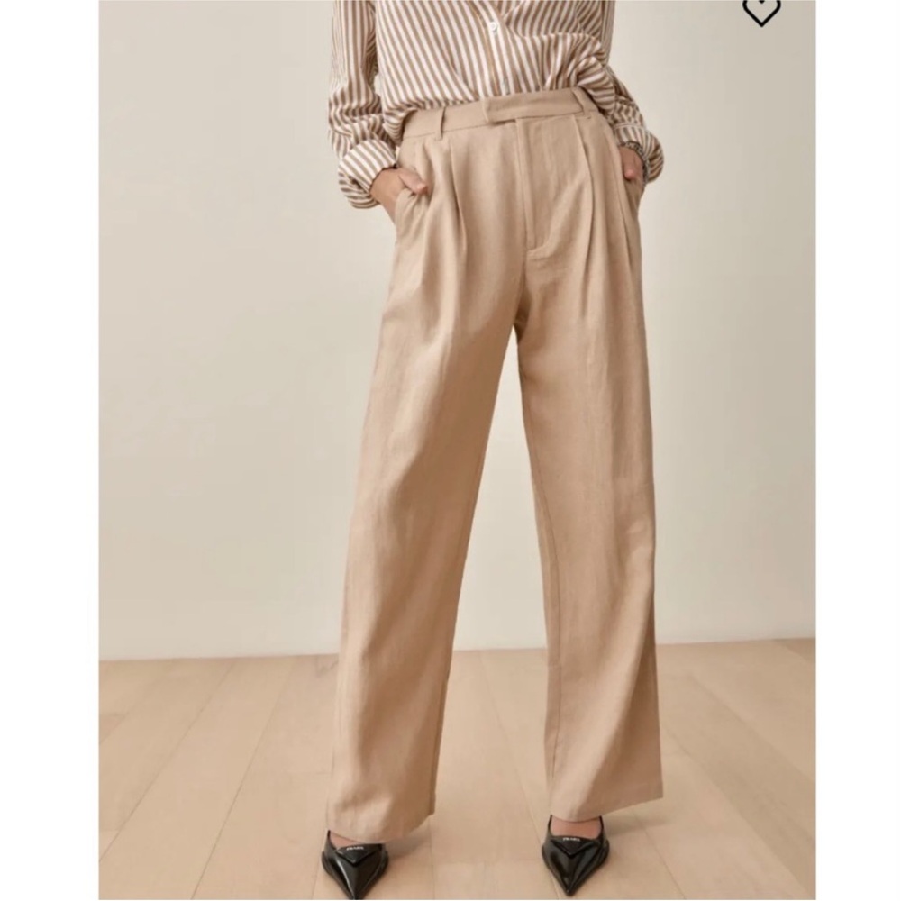 Reformation Earl Wide Leg Pants 6 Tan